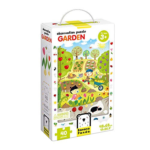 Banana Panda - Observation Puzzle Garden - Jigsaw Puzzle and Learning Activity for Kids Ages 3 Years and Up,Multicolor