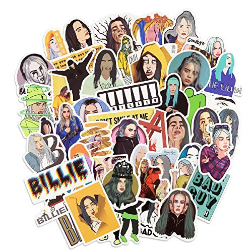 50Pcs Singer Billie Vinyl Sticker for Laptop, Hydro Flasks, Water Bottle, Computers, Phone Case Waterproof Stickers for Kids Teens