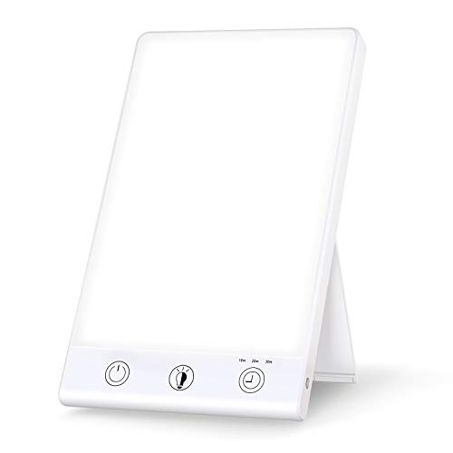 Bovon Light Therapy Lamp, Adjustable LED Bright White Light with UV Free 10000 Lux Brightness, Timer Function, Touch Control, Standing Bracket, Great for Home/Office Use