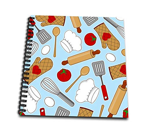 3dRose db_172122_1 Cute Chef or Cook Love Pattern in Blue-Drawing Book, 8 by 8-Inch