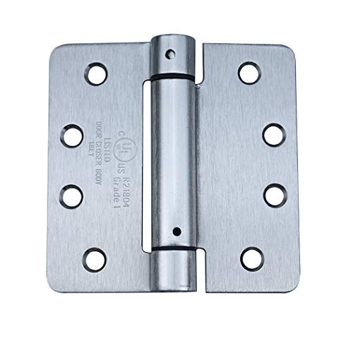 Omar Hardware CNYFHG 4"X4" Adjustable Spring Hinges with 1/4"Radius Corner,Satin Nickel Pack 1 Hinge