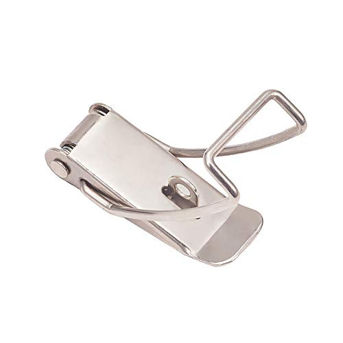 MroMax Nickel Plated Iron Spring Loaded Draw Toggle Latch Catches Hasp with Lock Hole (118.5mm / 4.67" Length)