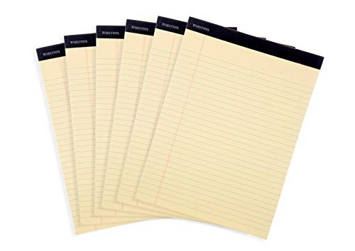 Mintra Office Legal Pads - ((BASIC CANARY 6pk, 8.5in x 11in, WIDE RULED)) - 50 Sheets per Notepad, Micro perforated Writing Pad, Notebook Paper for School, College, Office, Business