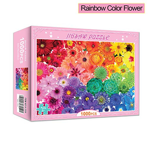 1000 PCS Jigsaw Puzzles Rainbow Flowers Blooming Puzzle Educational Intellectual Decompressing Fun Game for Kids Adults