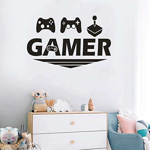 Gamer Controller Wall Decal, Creative Gaming Quote Eat Sleep Repeat Game Wall Sticker for Kids Boys Playroom Bedroom Wall Decor (Game_E)