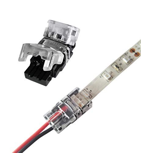 LED Strip Connector 2 Pin 8mm - DIY Strip to Wire Quick Connection for SMD 3528 2835 Led Strip Lights