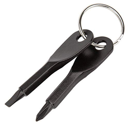 Pocket Screwdriver, Mini Screwdriver, Outdoor Keychain Portable Emergency Screwdriver Kit, Flathead and Phillips Key Screwdriver Kit (2Pcs Black)