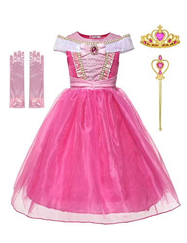 DOCHEER Girls Princess Costume Pink Fancy Party Dress Birthday Halloween Cosplay Dresses