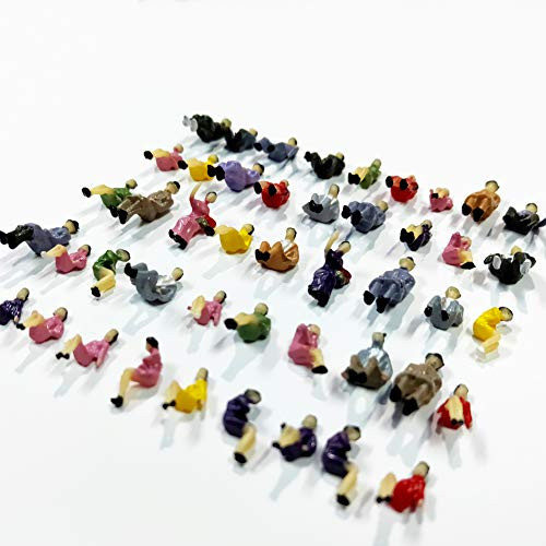 CWBPING 50pcs 1:87 HO Scale Tiny People Model People Hand Painted Model Train Park Street Passenger People Figure Sitting Pose