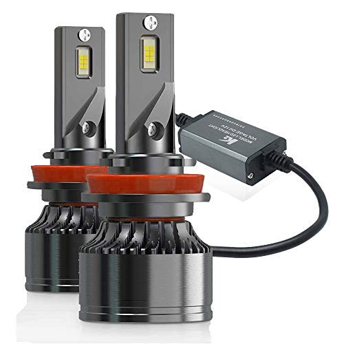 Xiphoer H11 LED Headlight Bulbs Canbus-Ready H8 H9 Conversion Kit 16,000LM for High/Low Beam with Cooling Fan Mini Size, 6500K White