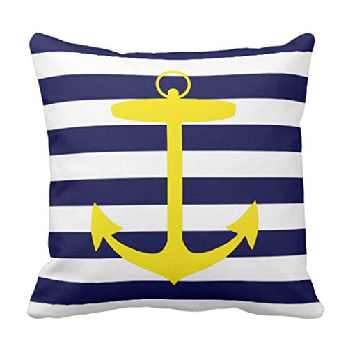 Emvency Throw Pillow Cover Stripes Nautical Yellow Anchor Blue Neon Decorative Pillow Case Home Decor Square 18 x 18 Inch Pillowcase Emvency Throw Pillow Cover Stripes Nautical Yellow Anchor Blue Neon Decorative Pillow Case Home Decor Square 18 x 18 Inch Pillowcase