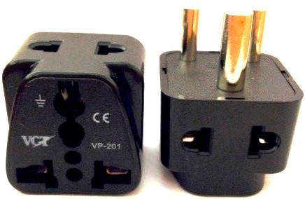 VCT VP-201B Universal Plug Adapter for India with Two outlets in One Grounded Plug CE Certified RoHS Compliant