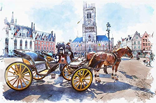 Puzzles for Adults Kids 500 Pieces, Carriage Jigsaw Puzzle Artwork Intellective Educational Toy for Adults Kids