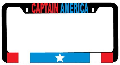 ClustersNN Captain America Logo Black Metal License Plate Frame