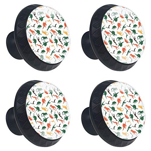 Idealiy Dinosaurs Patterns Cabinet Door Knobs Handles Pulls Cupboard Handles Drawer Wardrobe 4pcs