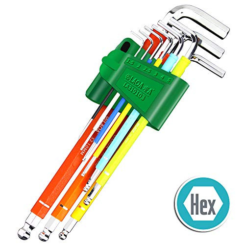 LAOA 9PCS Colored L-Wrench Hex Key Set (9pcs colored hex key set)