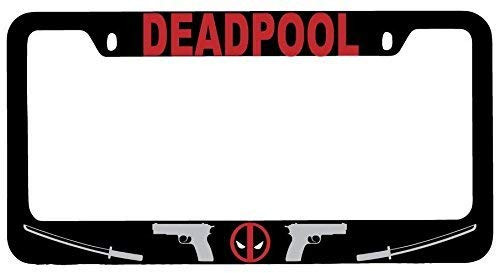 First Rober Deadpool Logo Black Metal License Plate Frame First Rober Deadpool Logo Black Metal License Plate Frame