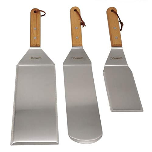 DflowerK Professional Spatula Set Griddle Scraper Oversized Hamburger Turner Stainless Steel Flat Spatula Great for BBQ Cast Iron Griddle Grill DflowerK Professional Spatula Set Griddle Scraper Oversized Hamburger Turner Stainless Steel Flat Spatula Great for BBQ Cast Iron Griddle Grill
