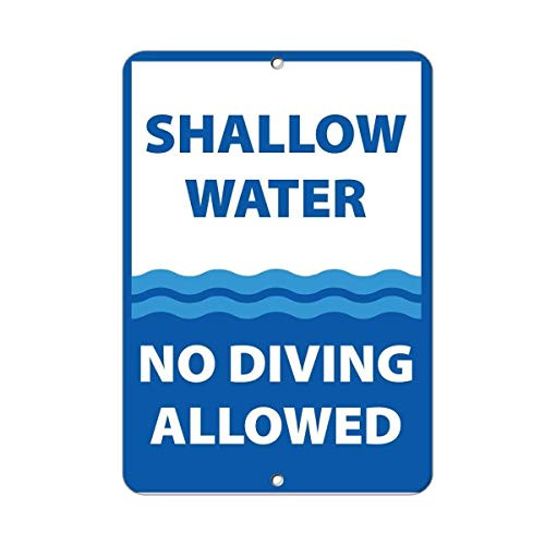 BIN SHANG Metal Aluminum Sign Shallow Water No Diving Allowed Activity Sign Pool Signs Plaque for Yard Garage Driveway House Fence