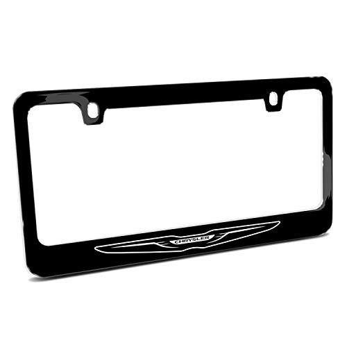 First Rober Chrysler The Winged Logo Cover Chrome Black Metal License Plate Frame Holder Made First Rober Chrysler The Winged Logo Cover Chrome Black Metal License Plate Frame Holder Made