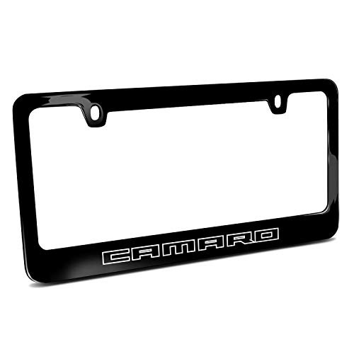 First Rober Chevrolet Camaro Outline Cover Chrome Black Metal License Plate Frame Holder, 12" X 6" First Rober Chevrolet Camaro Outline Cover Chrome Black Metal License Plate Frame Holder, 12" X 6"