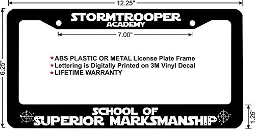 LOHIGHH Star Wars Stormtrooper School of Superior Marksmanship Custom License Plate Frame Black Metal 12" X 6"