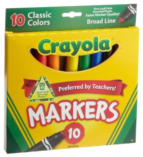 Crayola Broad Line Markers, Classic Colors 10 Each (Pack of 3)