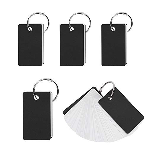 Blank Flash Cards with Binder Rings Memo Scratch Index Cards with Punched Holes Thick Mimi Kraft Paper Easy Flip Flash Study Cards with Ring Small Unruled White Note Card for Kids 4x7 5 Pack