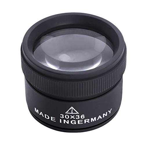 Professional 30X Optics Lens Loupes Magnifying Glass, Portable Pocket Magnifier Handheld Magnifying Eye Glass Loops Lens Microscope for Jeweler Coins Stamps