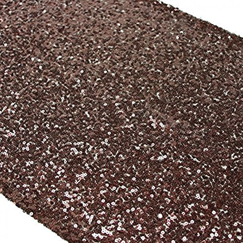 TRLYC Mothers' Day 13X108-Inch Brown Sequin Table Runner for Wedding