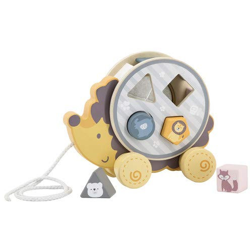 The Original Toy Company PolarB Viga Wood Toy - Pull Along Hedgehog with Sorting Wheel