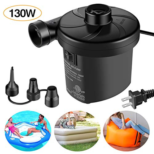 Sailnovo Electric Air Pump, Portable Quick-Fill Air Mattress Pump Couch, Blow up Pool Raft Bed Boat Toy, Inflator Deflator with 3 Nozzles, 110-120 Volt,130W