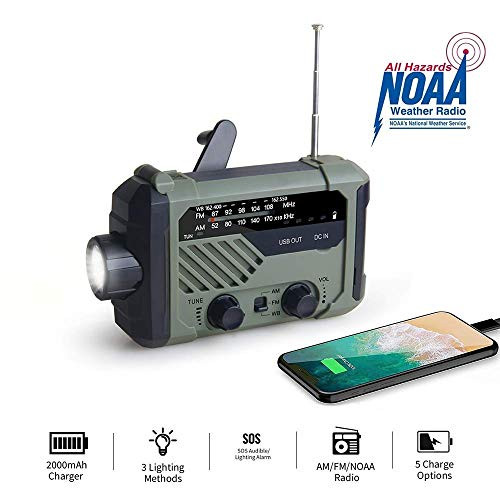 YIFENG Emergency Solar Hand Crank Portable Radio, NOAA Weather Radio for Household and Outdoor Emergency with AM/FM,Reading Lamp,LED Flashlight, USB Charger 2000mAh Power Bank and SOS Alarm YIFENG Emergency Solar Hand Crank Portable Radio, NOAA Weather Radio for Household and Outdoor Emergency with AM/FM,Reading Lamp,LED Flashlight, USB Charger 2000mAh Power Bank and SOS Alarm