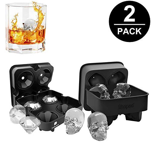 3D Skull Premium Silicone Ice Cube Tray Mold and Diamond Shaped SiliconeIce Cube Mold?Flexible Food Grade Silicone Ice Cube Candy Mold Trays for Whiskey Ice Cocktails