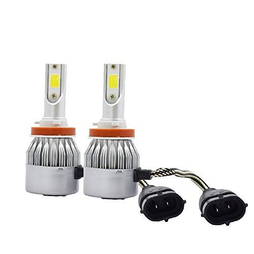2 PCS Headlight Bulbs H11 H9 H8 All-in-One Conversion Kit Led headlights H11 with COB Chips 8000 Lm 6500K Cool White Beam Bulbs