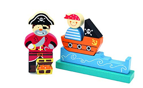 Edushape Kids Stacking Blocks - Promotes Development of Toddlers Motor Skills and Hand-Eye Coordination - Includes 10 Magnetic Pieces Creating A Pirate