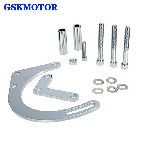 GSKMOTOR Polished Chrome Low Mount Alternator Bracket for SBC SB CHEVY Swp 283 305 327 350 383 400