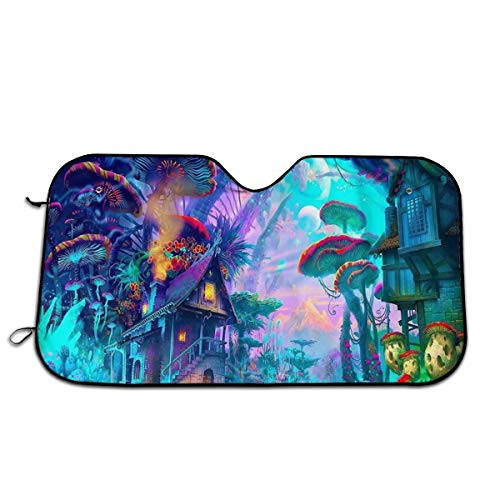 Psychedelic Trippy Windshield Sunshade for Car Foldable UV Ray Reflector Auto Front Window Sun Shade Visor Shield Cover, Keeps Vehicle Cool
