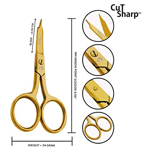 Cut Sharp 4" Stainless Steel Sewing Scissors in Different Designs (Arrow Point CUR 4", Gold Titanium)
