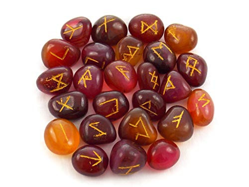 Empyreal Ruby red Onyx Runes Crystal Runes Viking Runes Stones Set Elder futhark Nordic asatru Gothic Gemstone Runes