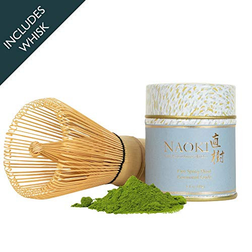 Naoki Matcha Matcha Set Traditional Bamboo Whisk (Chasen) with Authentic Japanese Matcha Green Tea Powder (First Spring Blend 1.4 oz/40g) Ceremonial Grade from Kagoshima, Japan