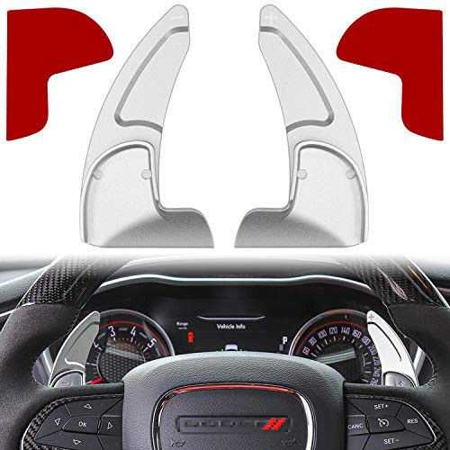 Steering Wheel Shift Paddle Extended Shifter Trim Cover for Dodge Challenger Charger Durango RT & Scat Pack 2015~2020 Interior Decoration Accessories Aluminum Alloy (Silver 2PCS) (Not Fit SRT Version)