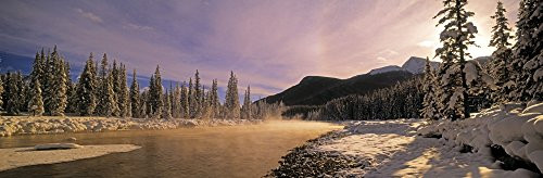 Posterazzi Winter Sunset On Bow River Banff National Park Alberta Canada Poster Print, (24 x 8) Posterazzi Winter Sunset On Bow River Banff National Park Alberta Canada Poster Print, (24 x 8)