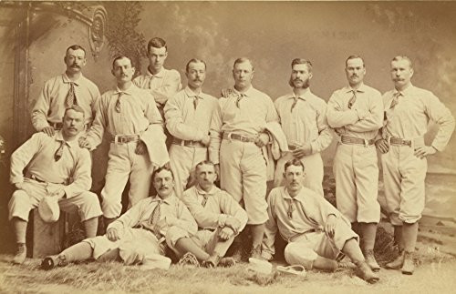New York Metropolitans baseball team in 1882 posed for a studio portrait wearing white uniforms with neckties Poster Print (18 x 24)