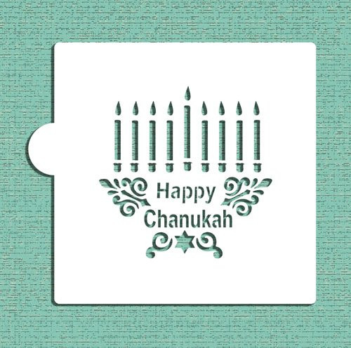 Happy Chanukah Menorah CM080 Cookie and Craft Stencil by Designer Stencils