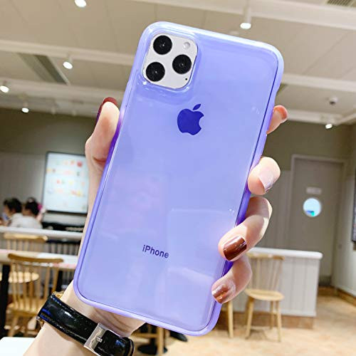iPhone Pro Max Case Silicone,[Matte Shock-Absorption Bumper Edge] Silicone TPU Soft Gel Phone Cover for Apple iPhone Pro Max 6.5" (2019) - Clear Purple