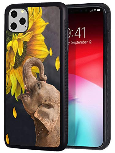 iPhone 11 Pro Max Case, Slim Anti-Scratch Shockproof Rubber Protective Cover for iPhone 11 Pro Max 6.5 Inch 2019?Elephant and Sunflower