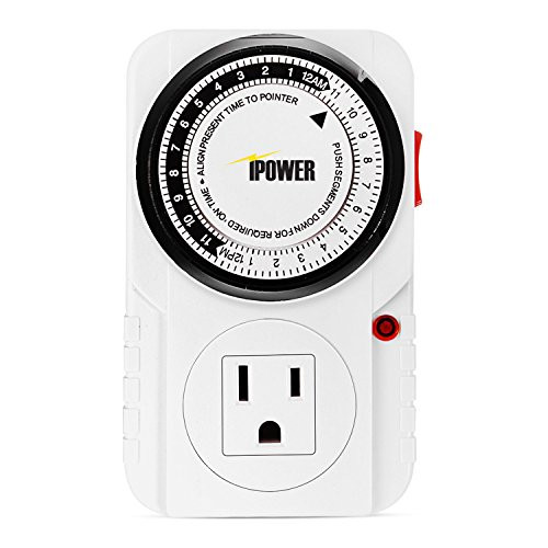 iPower 24 Hour Plug-in Mechanical Electric Outlet Timer, 15 Minute Interval Timer