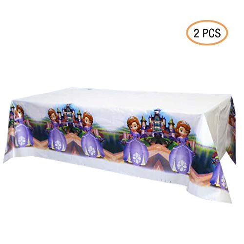 URANGEL 2 PCS Sofia The First Plastic Tablecloth for Sofia Themed Birthday Party Decorations Supplies for Kids