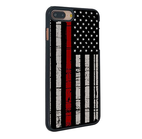 American Flag iPhone 7 Plus Case Retro Thin Red Line American Flag for iPhone 7 Plus Case(Black Hard Plastic)